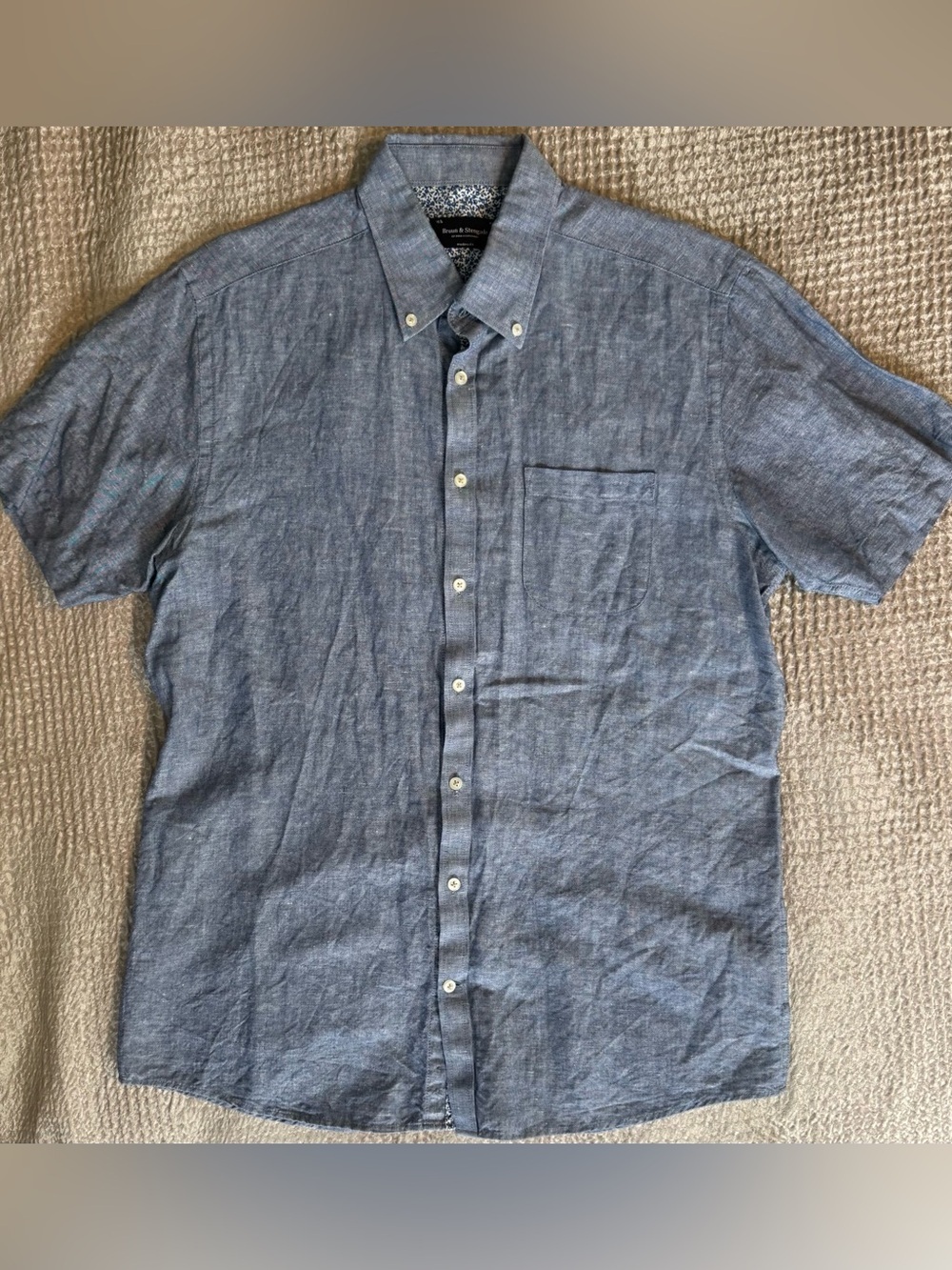 Bruun & Stengade Blue Linen Blend Shirt Modern Fit 15.75